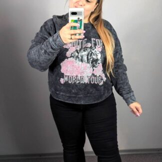 DEKATYZOWANA BLUZA OVERSIZE - TYGRYS Z RÓŻEM