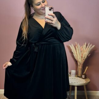 SUKIENKA WELUROWA WIĄZANA AMANDA - WIĘKSZA, CZARNA