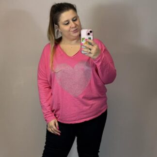 BLUZKA HEART - FUKSJA