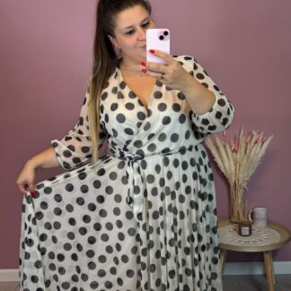 SUKIENKA SIATECZKOWA GROCHY BIAŁA