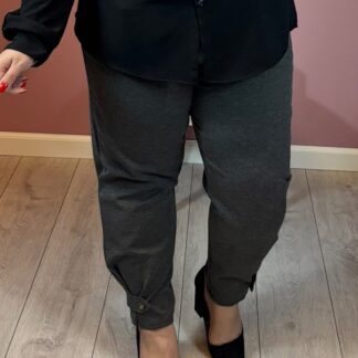 SPODNIE Z GUZIKIEM - GRAFIT