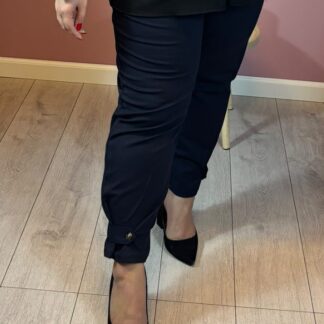 SPODNIE Z GUZIKIEM - GRANAT