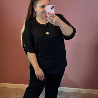 BLUZKA Z GUZICZKIEM - CZARNA