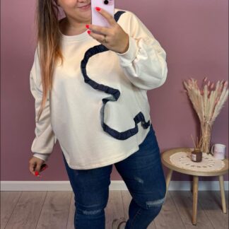 BLUZA JEANSOWY KWIAT - BEŻOWA