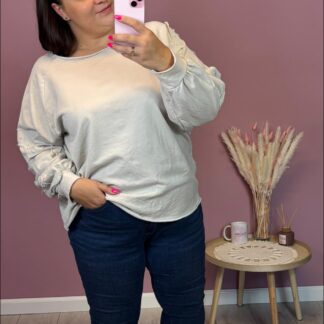 BLUZA OVER FLOWER - SZARA