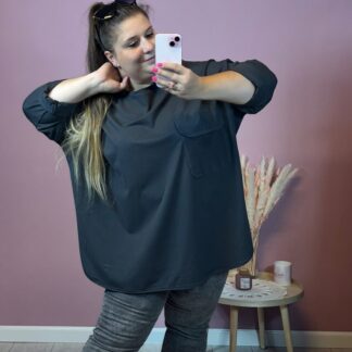 BLUZKA Z KIESZONKĄ - GRAFIT