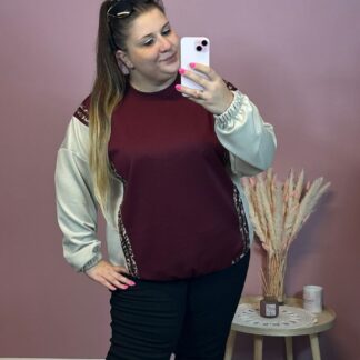 BLUZA MASEŁKO Z PANTERKĄ - BORDO