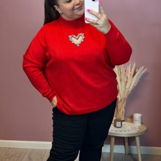 SWETER Z SERCEM - CZERWONY