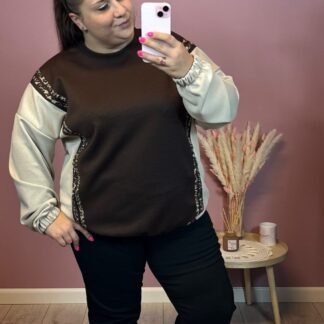 BLUZA MASEŁKO Z PANTERKĄ - CZEKOLADA