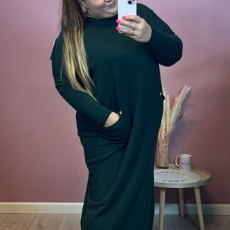 SUKIENKA DZIANINOWA SERDUSZKO - BUTELKOWA ZIELEŃ