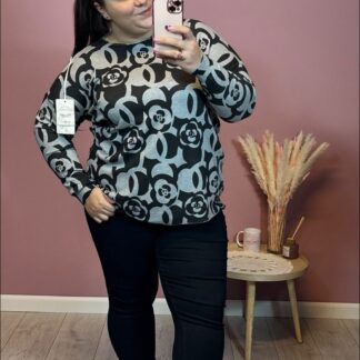 SWETER RÓŻA - SZARY