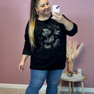 SZTRUKSOWA BLUZA MICKEY - CZARNA