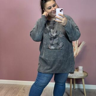 SZTRUKSOWA BLUZA MICKEY - GRAFIT