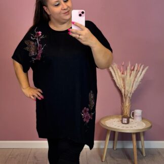 TUNIKA KWIAT I MOTYL - CZARNA