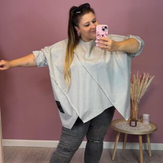 BLUZA Z NASZYWKĄ - SZARA