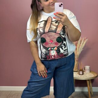 T-SHIRT KRÓLIK FASHION - BIAŁY